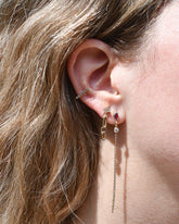 Line Earring six white diamonds- single